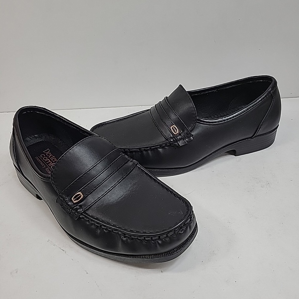 Dexter Comfort Size 7W Black Leather Loafers Memory Foam Slip On Dress
